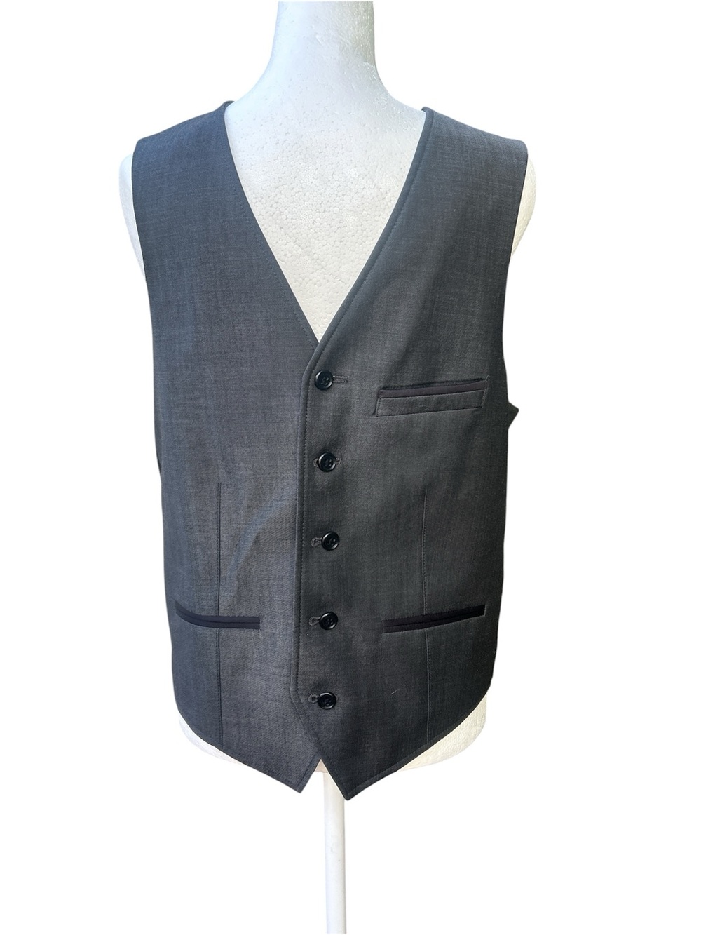 Topman Vest Charcoal Gray Black 3 Pocket